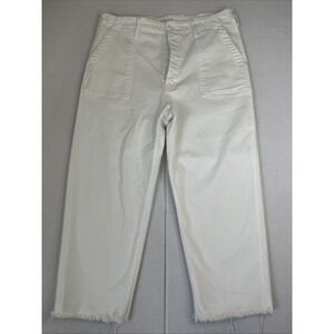 New The Mother Patch Pocket Private Ankle Fray In Cream Puffs Size 33